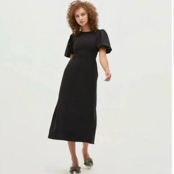 Hill House The Constance Midi Dress Black Sz XS NWT - Picture 2 of 16